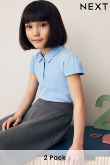 Blue Regular Fit Cotton Short Sleeve Polo Shirts 2 Pack (3-16yrs) (562039) | HK$61 - HK$109
