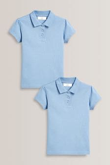 Blue Regular Fit 100% Cotton Short Sleeve Polo Shirts 2 Pack (3-16yrs) (562039) | $12 - $21