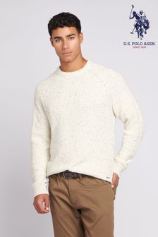 U.s. Polo Assn. Mens Cream Fisherman Nepp Knitted Jumper (562051) | kr1 280