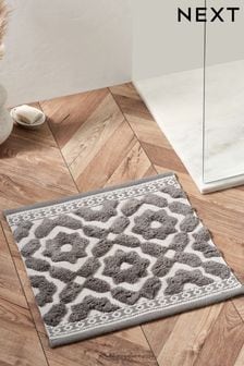 Grey Tile Geo Bath Mat