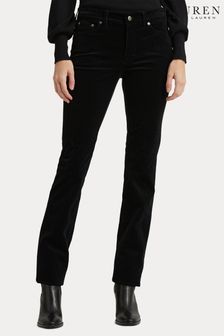 Lauren Ralph Lauren Black Stretch Corduroy Mid Rise Straight Trousers (563275) | €104