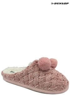 Dunlop Ladies Knitted Closed Toe Mule Slippers