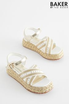 Baker by Ted Baker Girls Woven and Metallic Wedge Sandals (563843) | $64 - $67