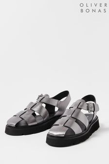 Серебристые кожаные сандалии Oliver Bonas (563979) | €41