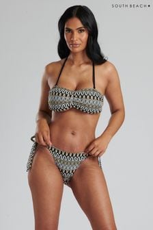 South Beach Black Crochet Moulded Cup With The Side Briefs (564155) | $77