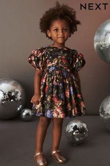 Schwarzes florales Muster - Bedrucktes Partykleid aus Taft (3 Monate bis 8 Jahre) (564375) | 39 € - 45 €