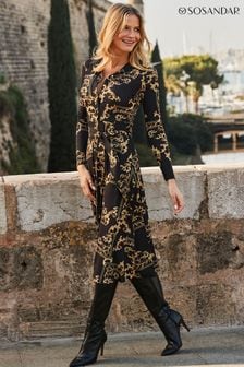 Sosandar Black Printed Shirt Dress (564765) | 371 QAR