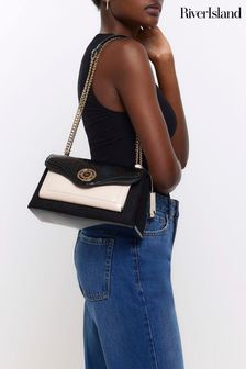 River Island Black Pocket Tab Shoulder Bag (565152) | KRW79,000