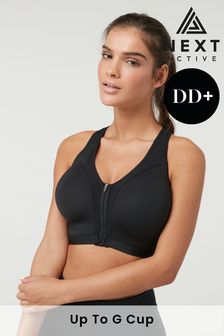 Black Next Active Sports High Impact Zip Front Bra (565608) | AED99