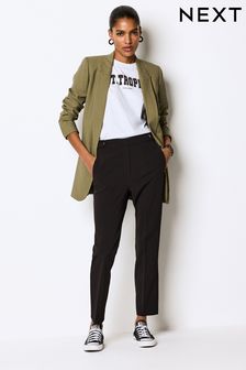 Black Tailored Elastic Back Straight Leg Trousers (565731) | $39