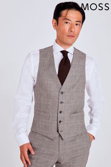 MOSS Performance Regular Fit Neutral Check Waistcoat (565792) | SGD 213