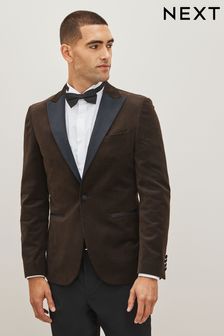 Brown Slim Printed Velvet Jacket (565812) | €50