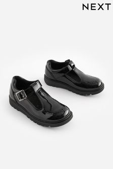 أسود لامع - حذاء مدرسي جلد ضخم بحزام علوي شكل T (566246) | 15 ر.ع - 18 ر.ع