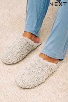 Grey Recycled Faux Fur Cosy Mule Slippers (566508) | AED48