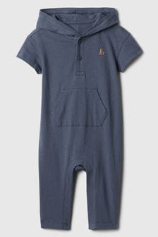 Gap Blue Brannan Bear Short Sleeve Hooded Baby Sleepsuit (Newborn-24mths) (566526) | €22.50