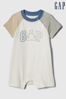 Gap White Logo Short Sleeve Baby Rompersuit (Newborn-24mths) (566543) | €24