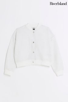 River Island White Girls Shimmer Bomber Sweat Top (566743) | €33