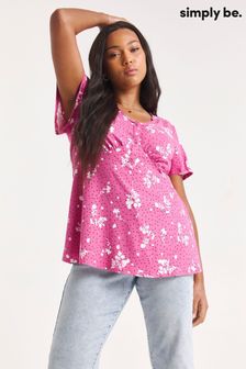 Simply Be Pink Floral Supersoft Angel Sleeve Longline Top (566759) | €13