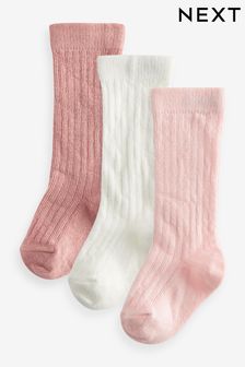 Pink Knee High Baby Socks 3 Pack (0mths-2yrs) (566871) | NT$220