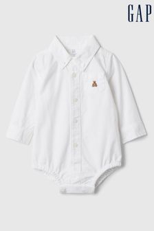Gap White Brannan Bear Oxford Long Sleeve Bodysuit (Newborn-24mths) (566983) | €24