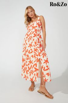 Ro&zo Orange Printed Viscose Linen Strappy Cami Dress (567015) | 312 zł