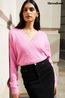 Threadbare Pink Wrap Front Knitted Jumper (567166) | €37