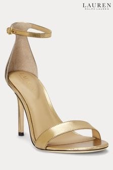 Кожаные сандалии с эффектом металлик и бронзовыми ремешками Lauren Ralph Lauren Allie (567503) | €211