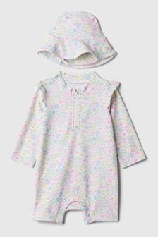 Gap White Floral All in One Baby Swimsuit (Newborn-24mths) (567550) | €32