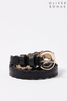 Oliver Bonas扇形蕾絲窄管牛仔褲黑色皮帶 (567673) | HK$226