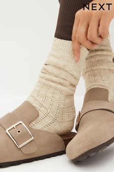 Grey/Ecru/Blue Cotton Rich Slub Slouch Ankle Socks 3 Pack (567773) | 63 QAR