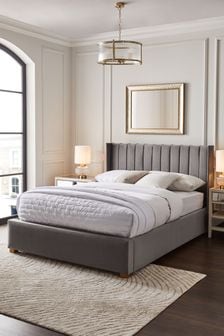 Opulent Velvet Light Grey Amelia Upholstered Ottoman Storage Bed Frame (568164) | €825 - €950