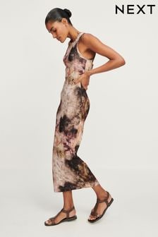 Pink Digital Abstract Print Textured Maxi Dress (568224) | $38