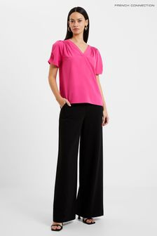 French Connection Pink Crepe Light V-Neck Top (568225) | €21.50