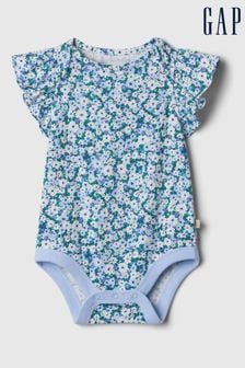 Blau mit floralem Muster - Gap Bedruckter Body mit Rundhalsausschnitt und Flatterärmeln (Neugeborenes - 5 Jahre) (568255) | 12 €