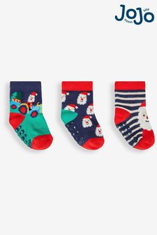 JoJo Maman Bébé Kids' 3-Pack Father Christmas Socks
