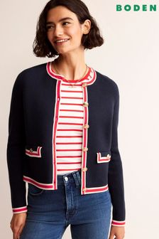 Boden Dark Blue Holly Cropped Knitted Cardigan (568371) | $191