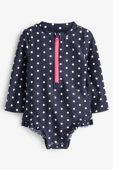 Gap Navy Polka Dot Baby Long Sleeve Zip Swimsuit (Newborn-5yrs) (568523) | Kč990