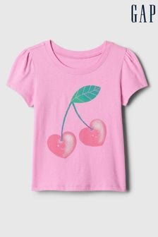 Rosa - Camiseta de manga corta acampanada y cuello redondo con gráfico de Gap (recién nacido a 5 años) (568657) | 11 €