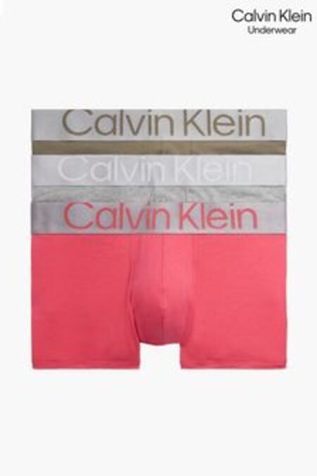 Calvin Klein Pink Steel Cotton Trunks 3 Pack (568815) | $76