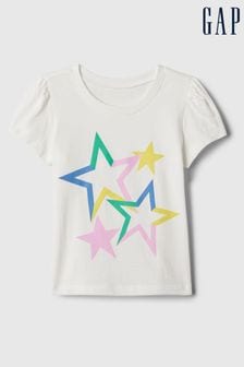 White - Gap Graphic Short Flutter Sleeve Crew Neck T-shirt (newborn-5yrs) (568824) | kr150