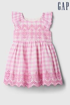 Gap Pink Stripe Eyelet Flutter Sleeve Dress (Newborn-5yrs) (569044) | €34