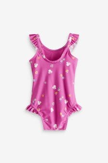 Gap Pink Disney Graphic Ruffle Sleeve Baby Swimsuit (Newborn-5yrs) (569095) | Kč990