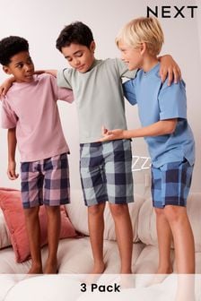 Khaki/Lilac - 編織格紋短袖睡衣3件組 (3-16歲) (569195) | NT$1,240 - NT$1,550