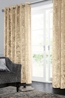 Natural Crushed Velvet Eyelet Lined Curtains (569290) | €36 - €73