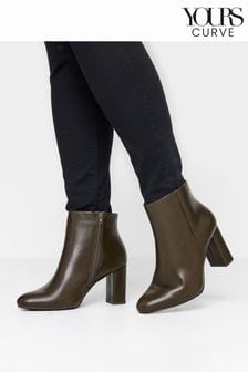 Yours Curve Brown Extra-Wide Fit Heeled Ankle Boots (569309) | $80