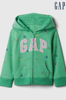 Grün - Gap Geblümte Kapuzenjacke mit Logo und Reißverschluss (569393) | 31 €