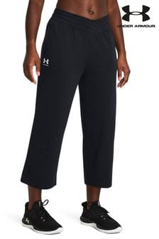 Under Armour Rival Terry Crop Wide Leg Black Joggers