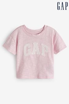 Rosa - Gap Baby Kurzärmeliges T-Shirt mit Rundhalsausschnitt und Bogen-Logografik (Neugeborenes - 5 Jahre) (569448) | 16 €