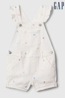 Gap White Spot Print Ruffle Sleeve Short Baby Dungarees (Newborn-5yrs) (569689) | BGN 97