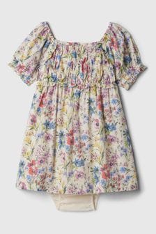 Gap White Floral Puff Sleeve Dress (Newborn-5yrs) (569712) | €29